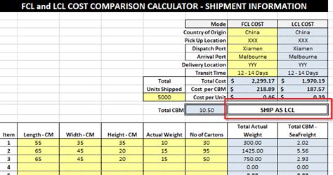 Cost Comparison Calculator 